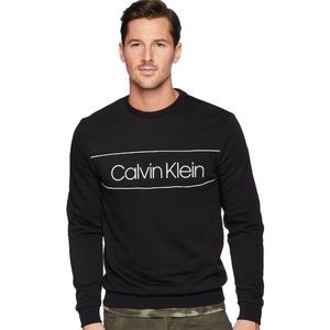 CALVIN KLEIN MEN'S BLACK CREW NECK LONG SLEEVE SWEATSHIRT MED SOFT TOUCH FLEECE